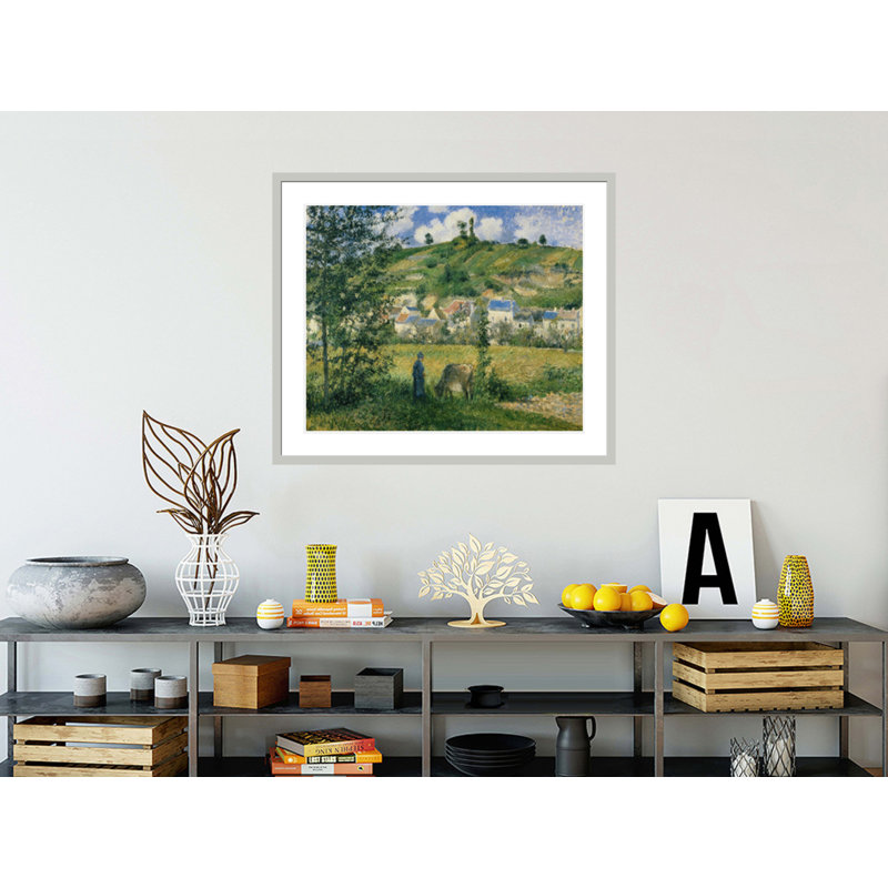 «Landscape at Chaponval» par Camille Pissarro, impression giclée sur cadre, 33.5" H x 39.39" W