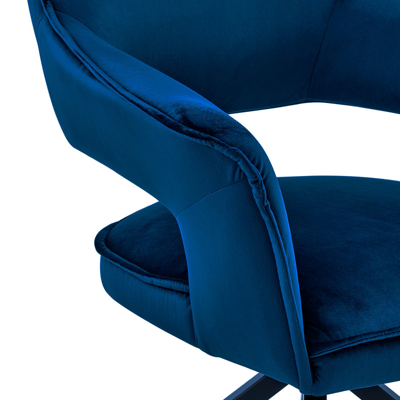 Guo 19'' H Velvet Upholstered Metal Armchair, Blue
