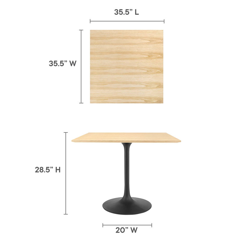 Lippa Square Wood Dining Table, Natural, 36" L x 36" W