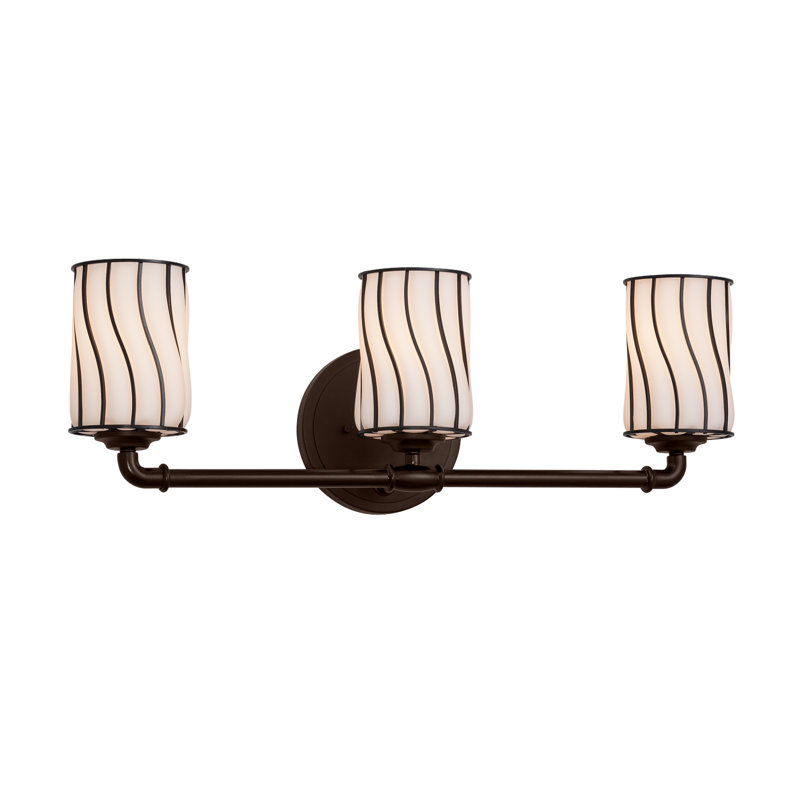 Éclairage pour meuble-lavabo 3 lumières Astor, Grille avec bulles transparentes, Noir mat, DEL dédiée