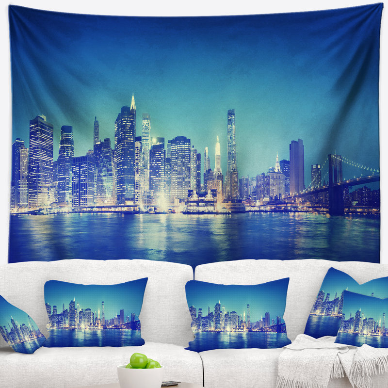 Tapisserie en polyester avec accessoires de suspension inclus - Panorama de la ville de New York, H 78 po x l 92 po