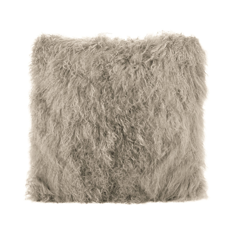 Tibetan Lamb Sheepskin Pillow by Outpost Original, 24" x 24", Stone
