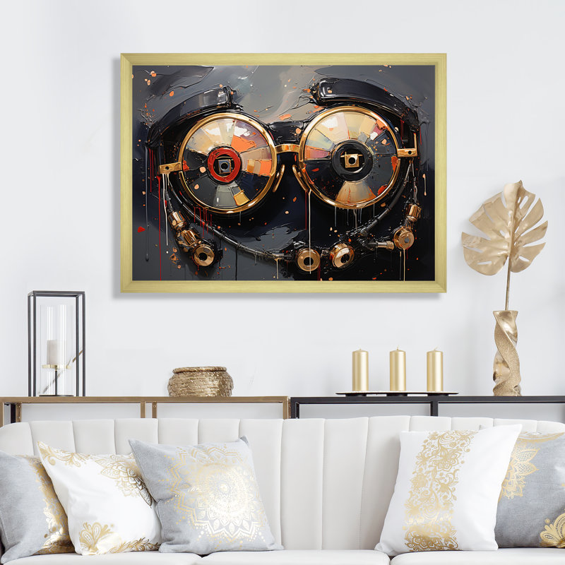 Futuriste élégance lunettes de soleil II - art mural Chanel, Cadre doré à coins fermés, H 30 po x l 40 po x P 1,5 po