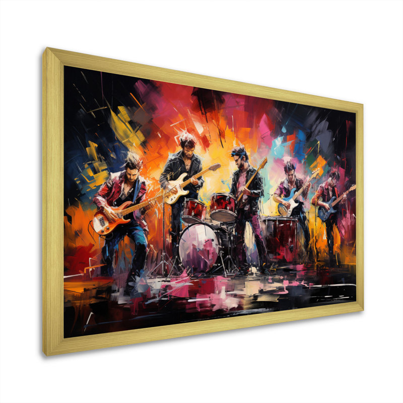 Rock Band In Action II, reproduction d'art sur toile, H 24 po x l 32 po x P 1 po, Cadre doré à une seule photo