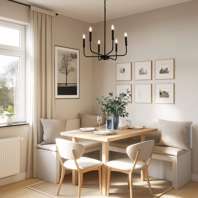6-Light Dimmable Classic Chandelier, Matte Black