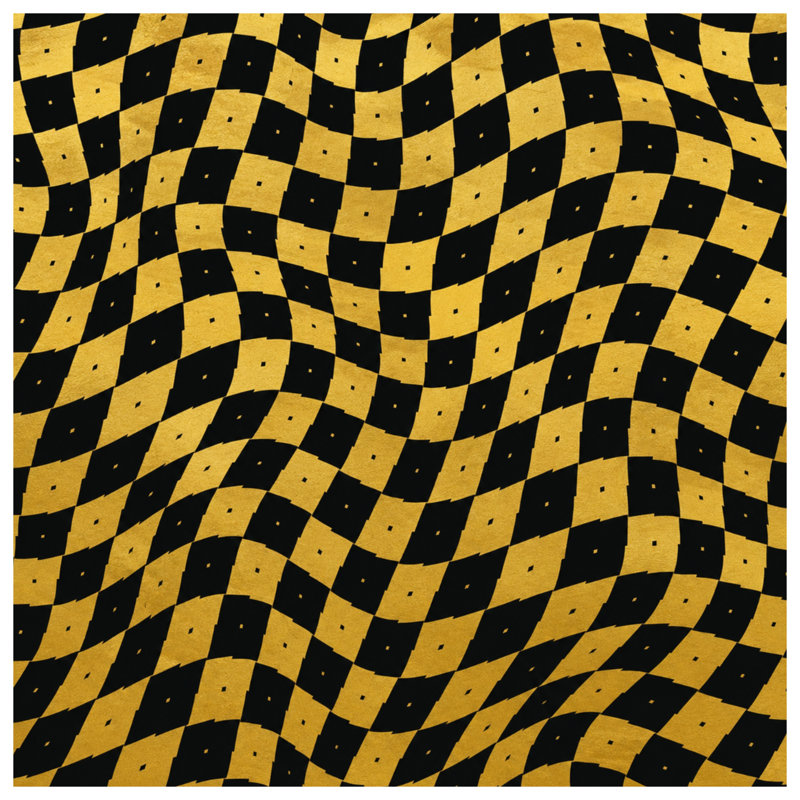 Wavy Checkered Pattern Wall Tapestry - Checkered Wall Decor, 50in H x60in W with 4 Grommets
