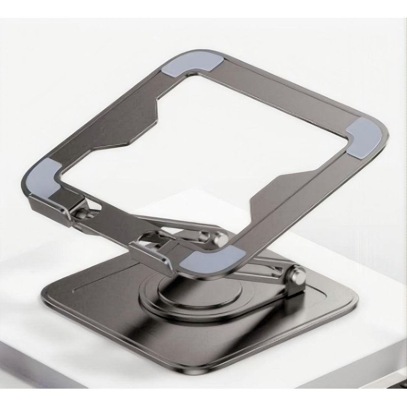 Support réglable pour ordinateur portable, support d'ordinateur avec base rotative à 360 °, support de support ergonomique pour bureau pliable, noir