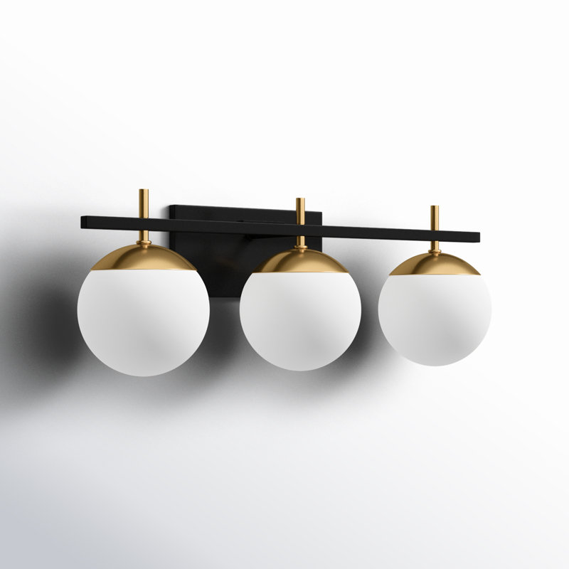 Autumn Gold & Weathered Black 3-Light Vanity with Etched Opal Shades