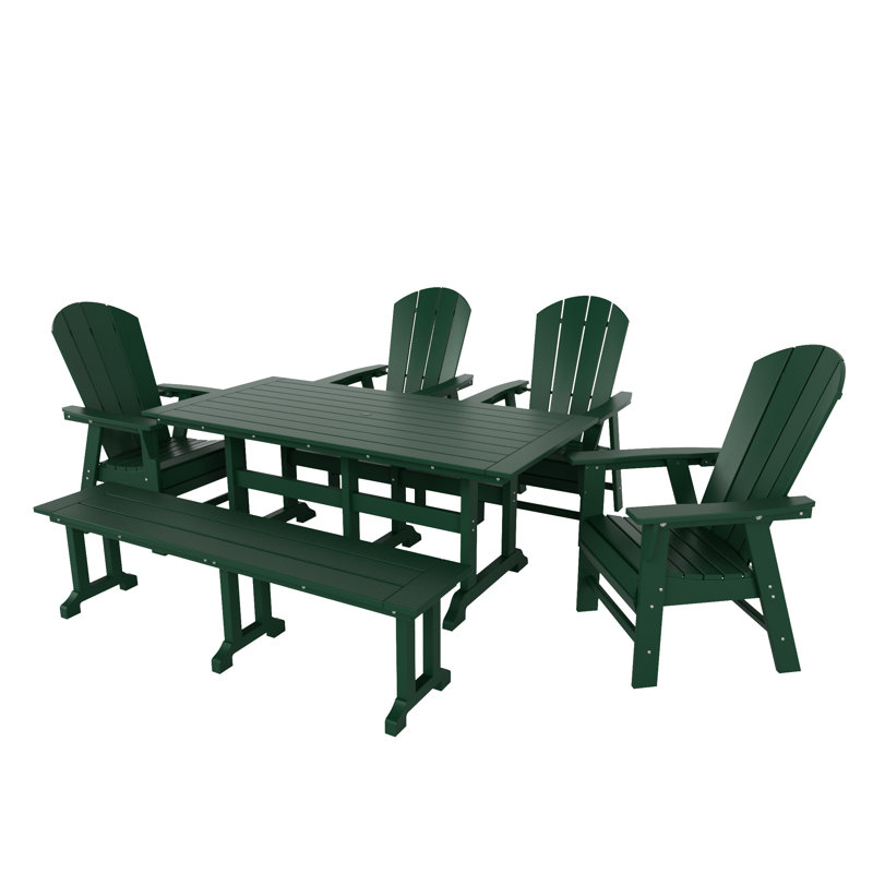 Laguna 6 - Person Patio Dining Set with Rectangular Table, Dark Green