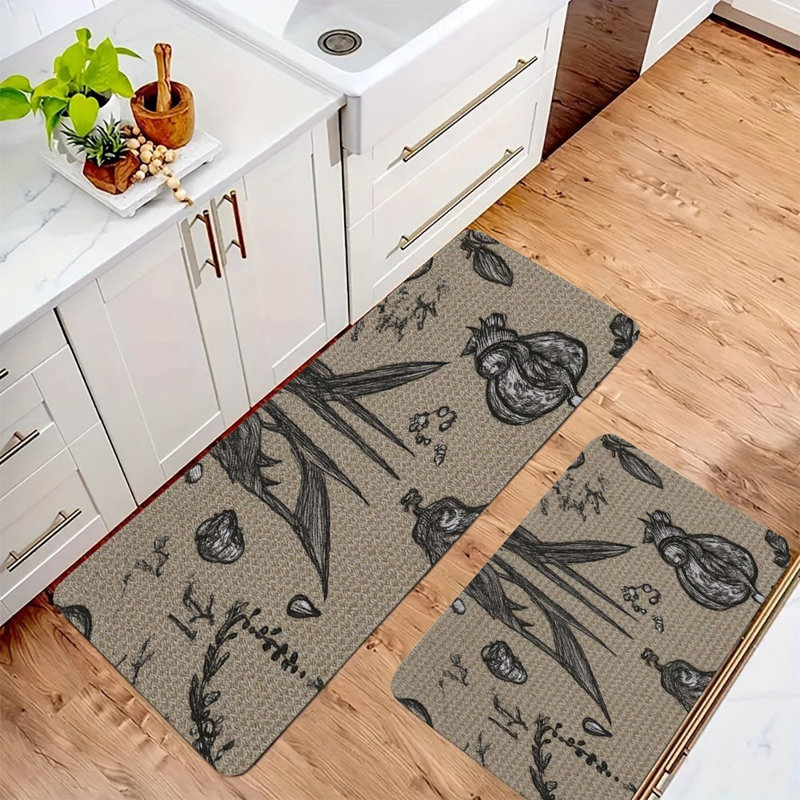 Ensemble de 2 tapis de cuisine agrumes et floraux