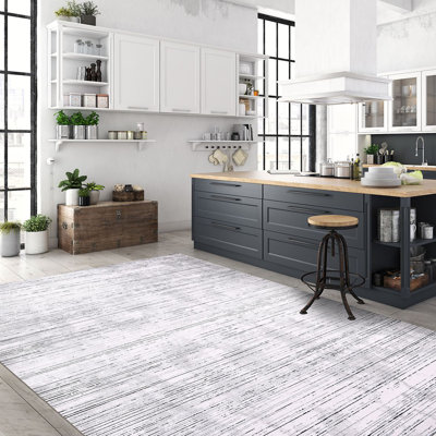 Tapis gris moderne lavable à la machine