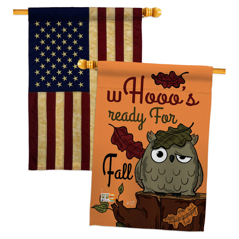 Drapeau de maison 40 po x 28 po Whooo's Ready for Fall