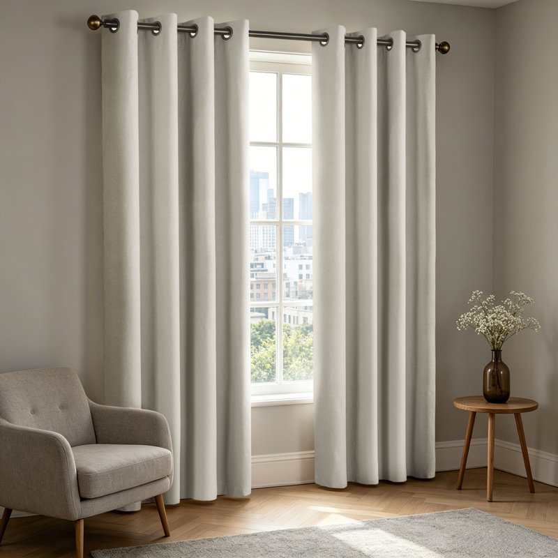 100% Blackout Linen Blend Grommet Panel Pair(2 Panels), 52" W x 96" L, Linen