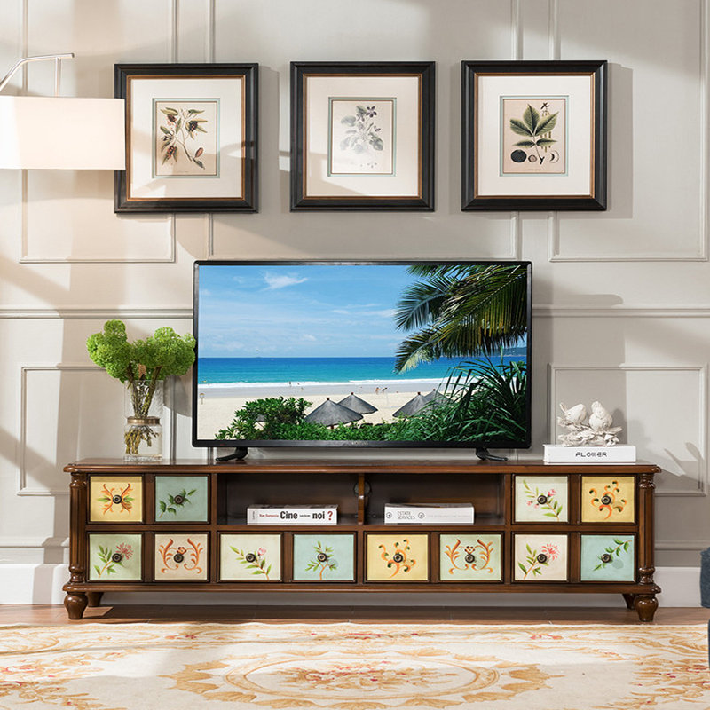 Cabinet audiovisuel peint American Country, 77.95"