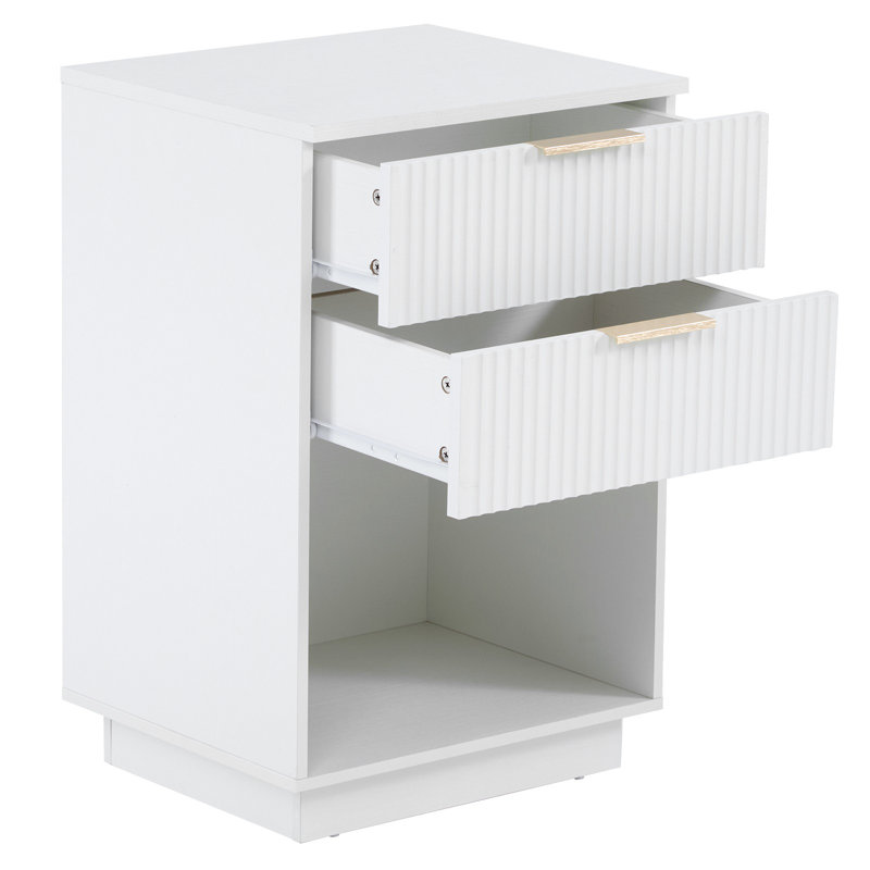 2 Drawer Nightstand For Bedroom, White