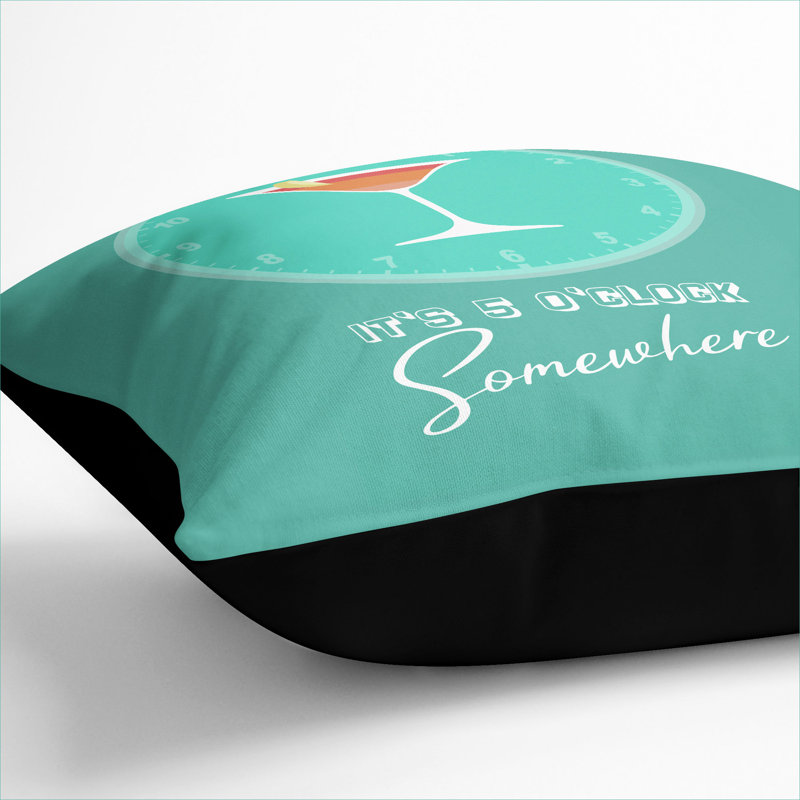 Its 5 Oclock Somewhere Scatter Cushion, Black, 40cm H x 40cm W x 15cm D