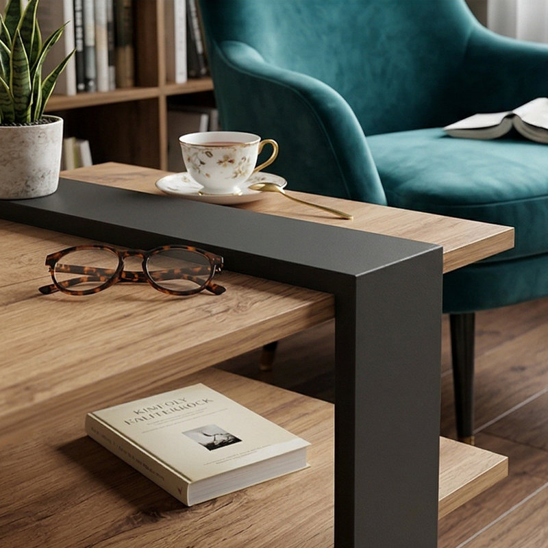 Mansel Coffee Table, Medium Wood/Black