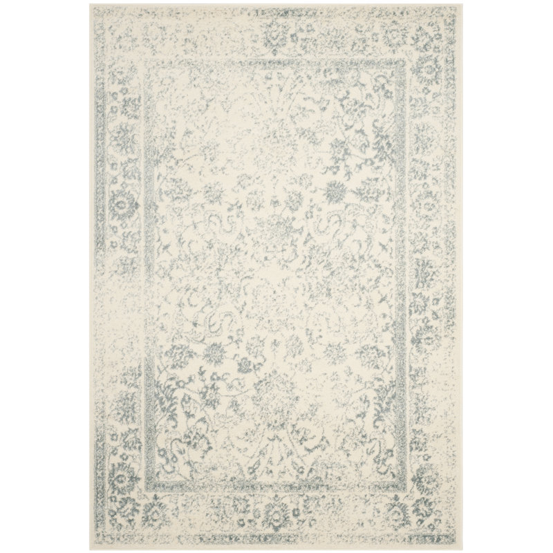 Stromsburg Floral Area Rug, Blue/Ivory, Rectangle 122 x 183 cm