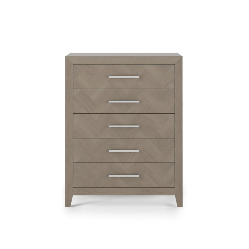 Commode 5 tiroirs Kieran, Gris croissant
