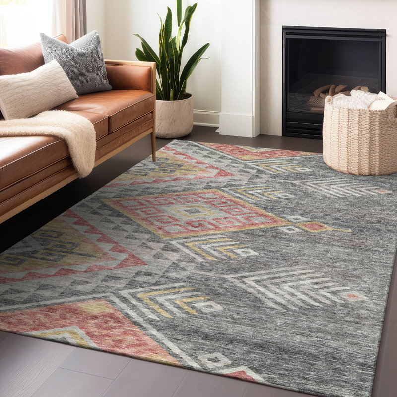 Machine Washable Indoor/Outdoor Chayden ACN1091 Gray Rug, Rectangle 2'6" x 3'10"