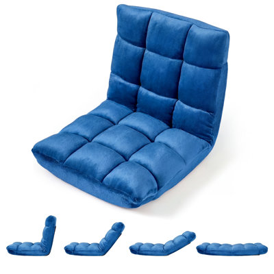 Floor Sofas & Couches with Back Support, 14-Position Adjustable Back, Thick Sponge Padding Navy