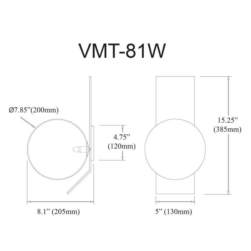 Valemont 1 Light Wall Sconce, 15.25" H x 8.1" W x 7.8" D, Black