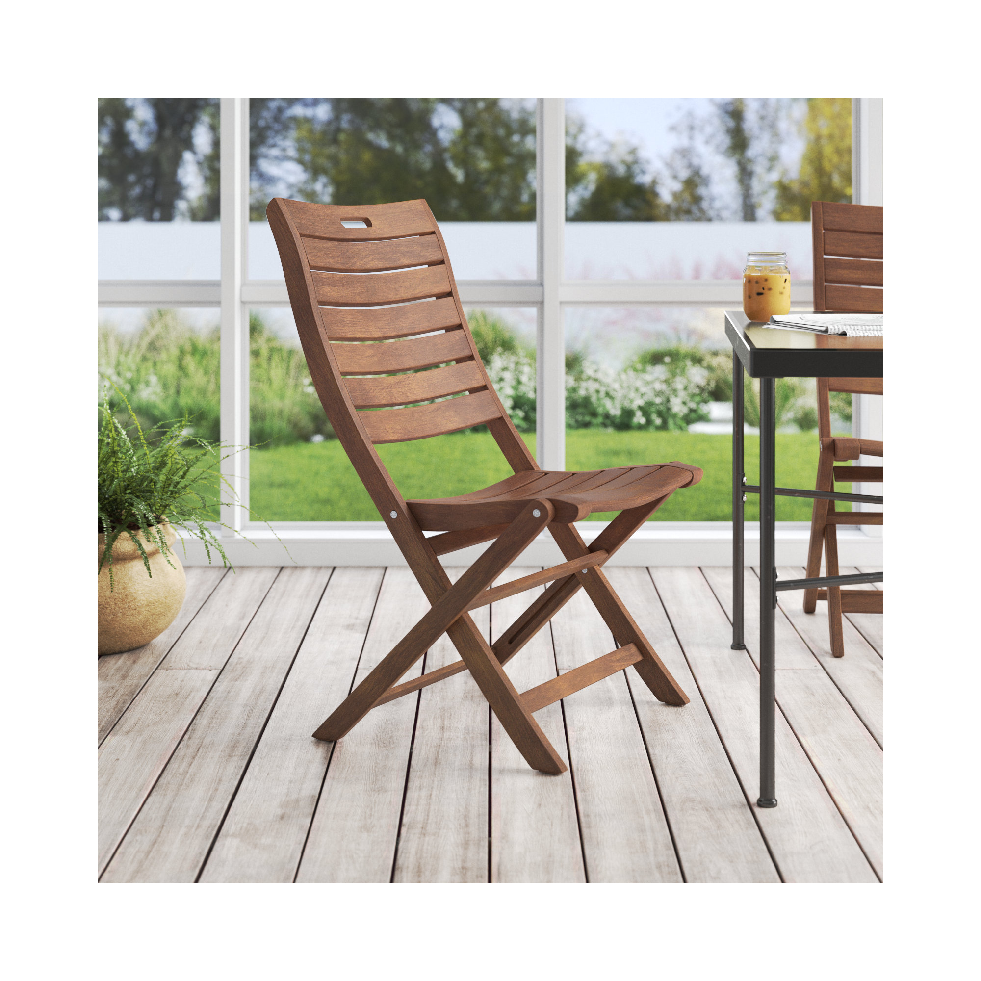 Kinsler Eucalyptus Outdoor Dining Side Chair, Brown