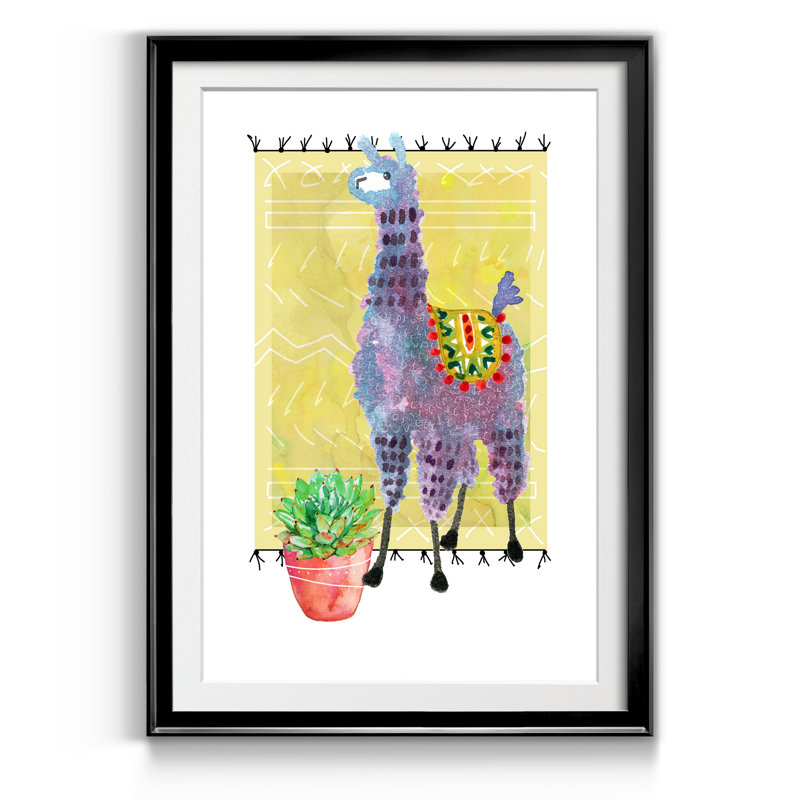 «Lovely Llama II», reproduction d'art sur papier encadré, H 22,5 po x l 30,5 po x P 1,5 po, Noir