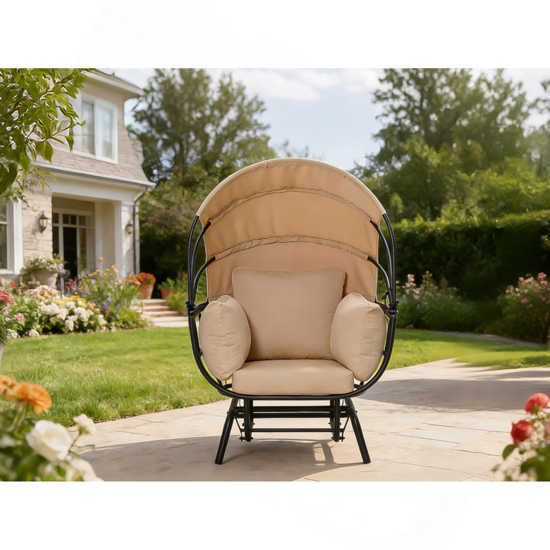 Fauteuil à œufs Modern - structure en acier thermolaqué avec coussin en polyester et auvent rétractable - taupe