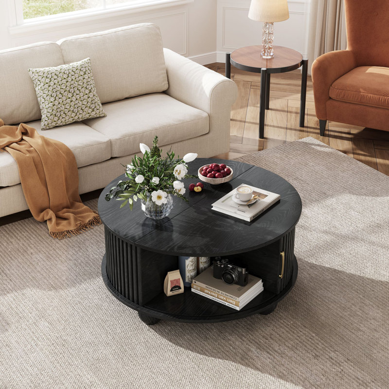 Table basse 31,5 "moderne avec rangement, Noir