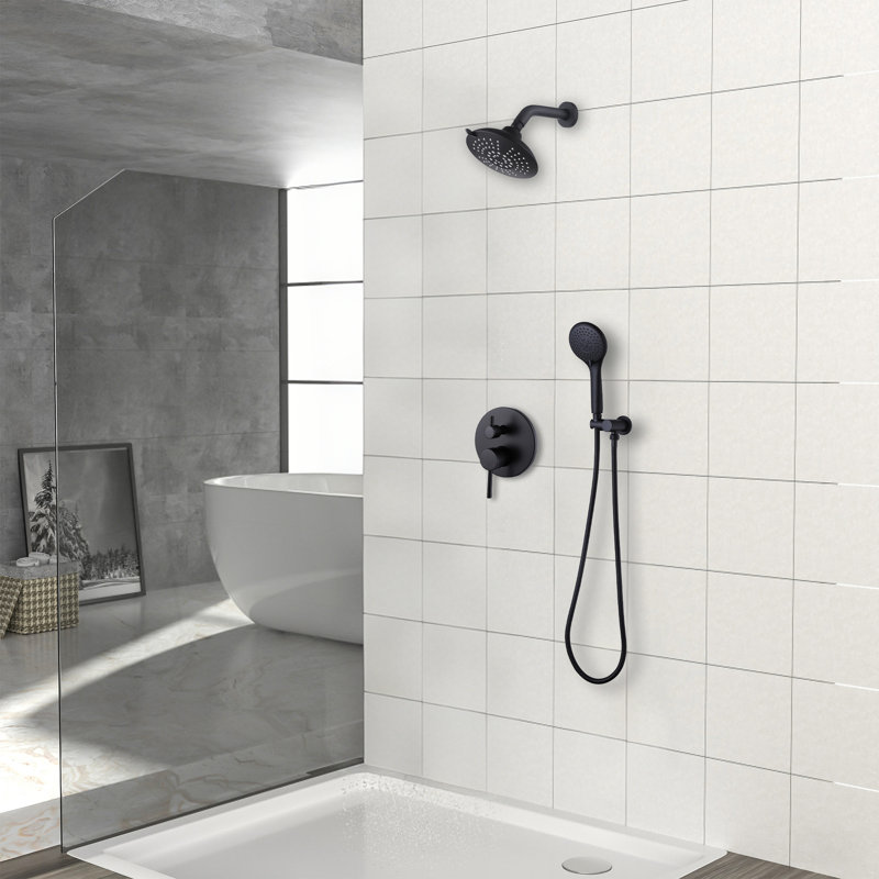 Ensemble de douche 6 po Modern, Noir mat