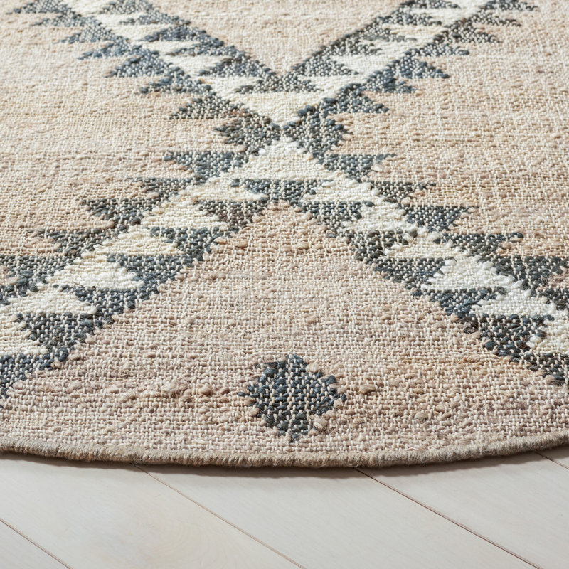 Tapis gris / noir en jute tissé à plat à la main Mabrey Southwestern, Rectangle 9 pi x 12 pi