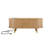 42.5"W Wooden Oval Fluted Coffee Table with Charging Station, Mid-Century Center Table with Sliding Tambour Door,Farmhouse Cocktail Table for Living Room, Natural/Teak