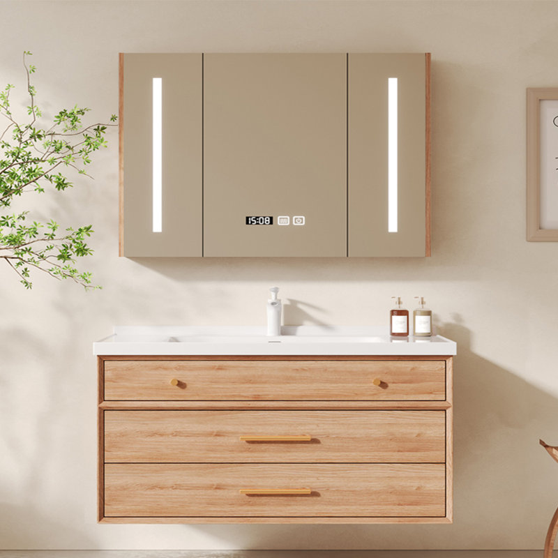 Japanese style log bathroom cabinet