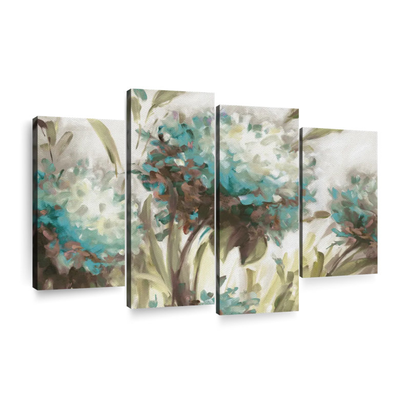" Hydrangea Field Neutral " 4 - Pieces, 54" H x 84" W x 1.25" D