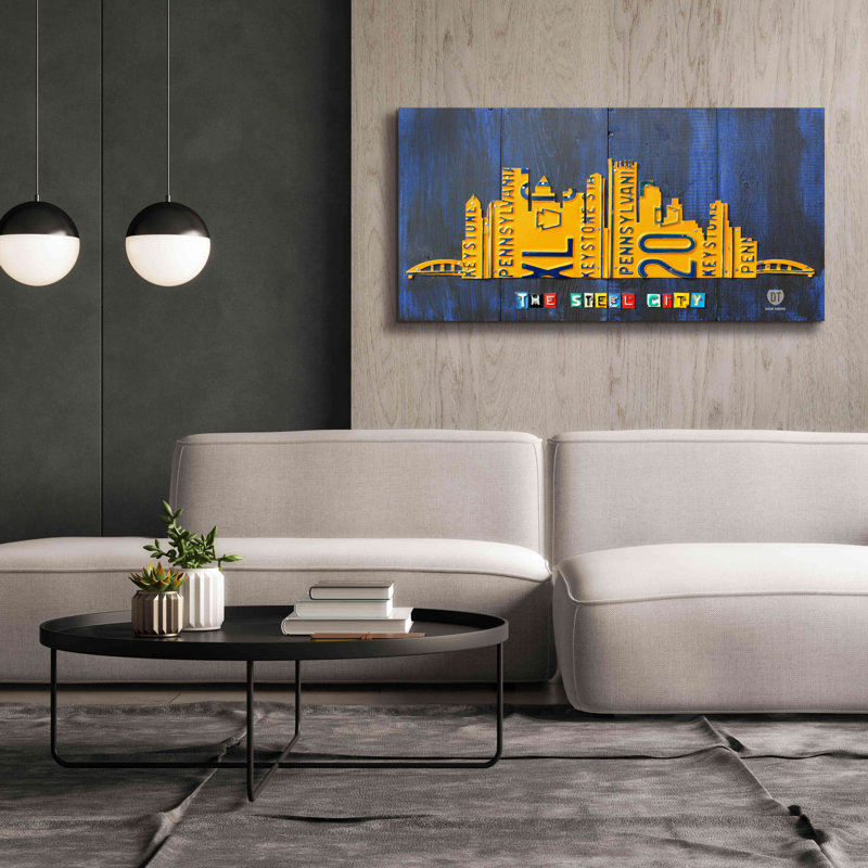 «Pittsburgh Skyline Licence Art» par Design Turnpike, H 30 po x l 60 po x P 1,5 po