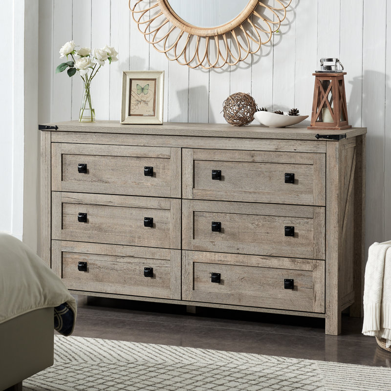 Grantville Farmhouse 6 - Drawers Double Dresser, Light Rustic Oak