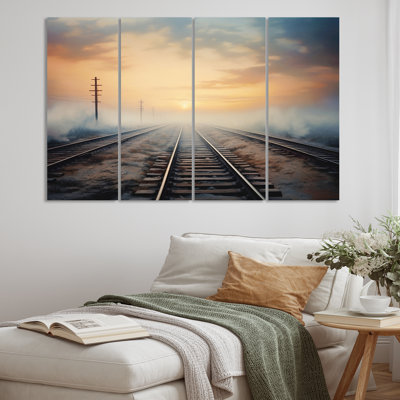 Train Transcendent Traces on Canvas, reproduction de 4 pièces