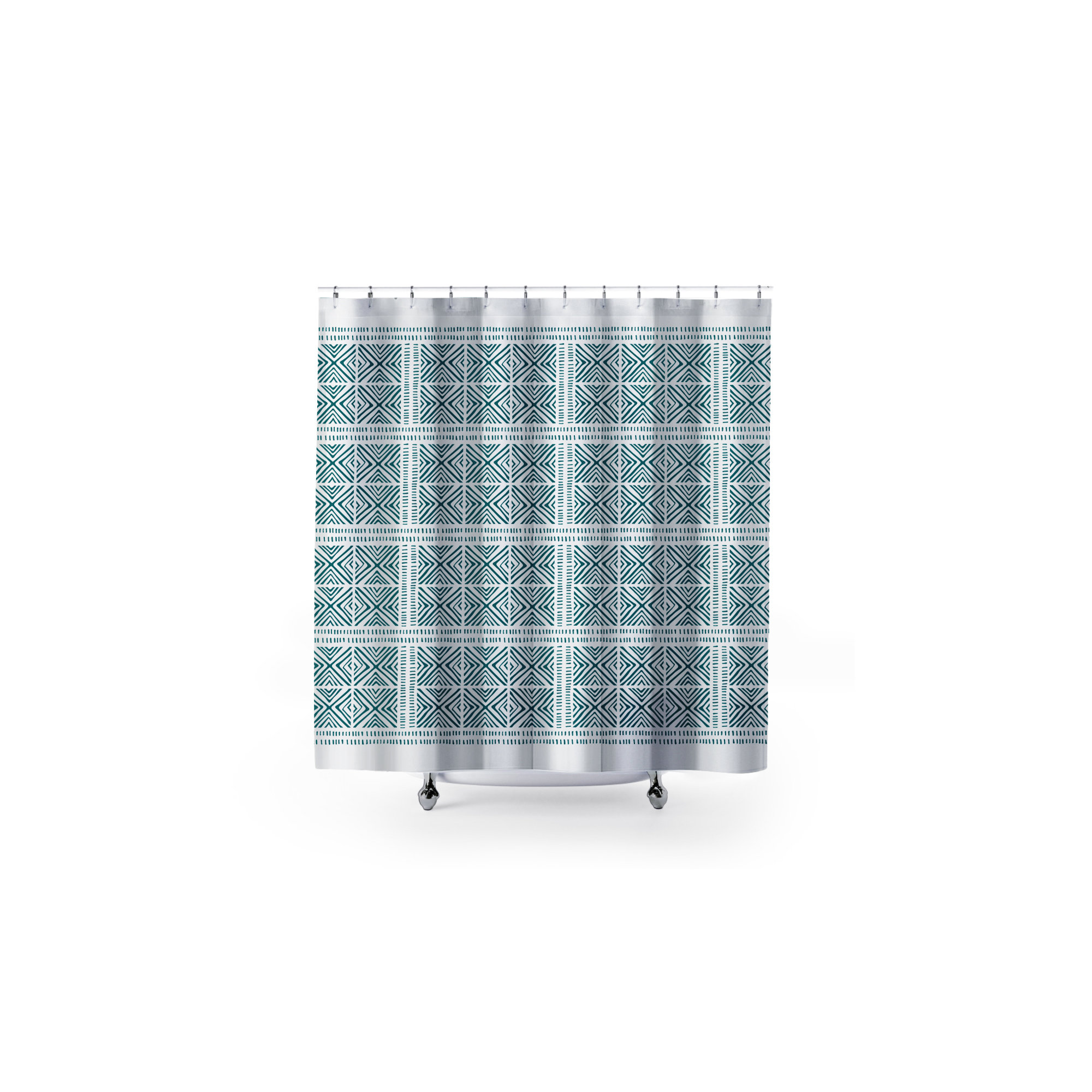 Thora Tribal Shower Curtain, ThoraTribal Emerald