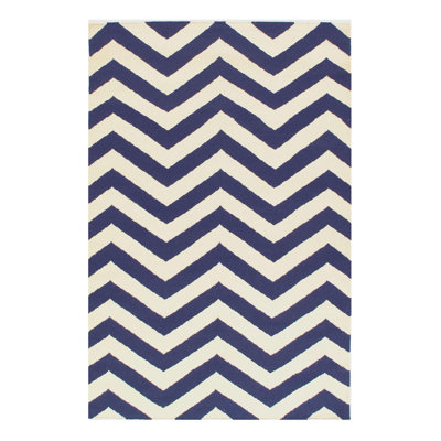 Chevron Area Rug in Blue