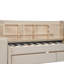 Lit plateforme simple en velours beige avec tiroirs de rangement et tablette latérale-685215770