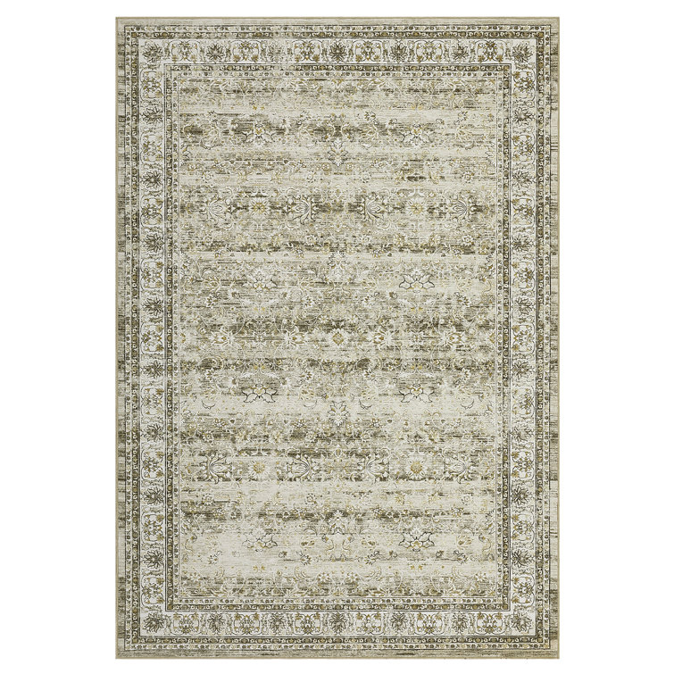 Oriental Machine Washable Rug for Living Room Bedroom Vintage Non-Slip Low Pile Rubber Backing Area Rug for Playroom Office Kitchen Dining Room Dorm and Bedside Decor