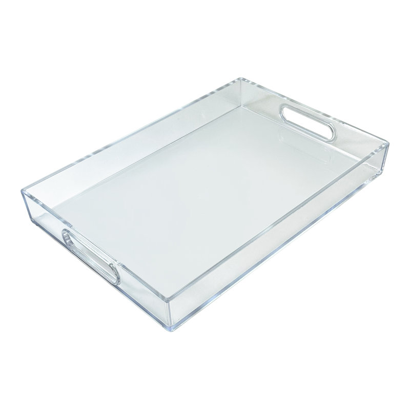 Plateau de table en acrylique avec poignées, l 16 po x l 11 po x H 2 po