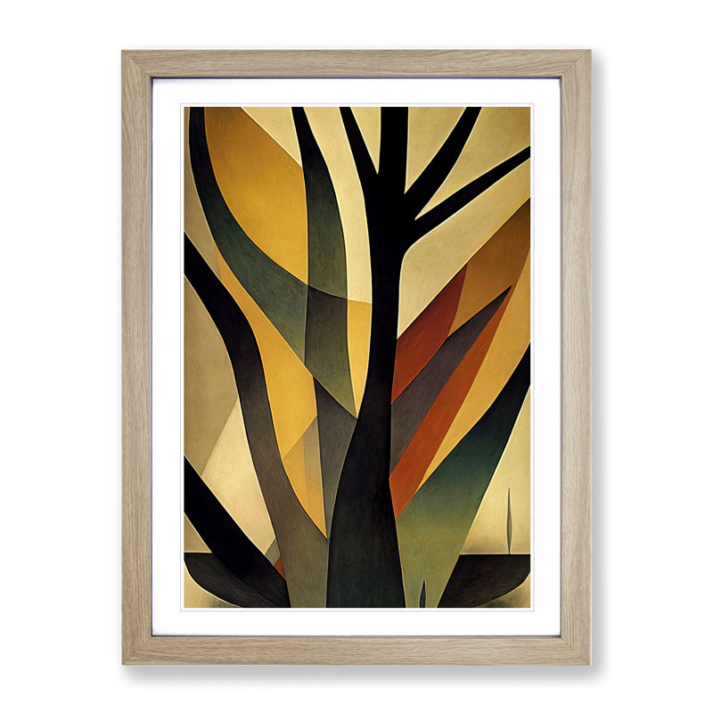 Splendid Abstract Tree No.1 - Wall Art, 64cm H x 46cm W x 2cm D, Oak Framed