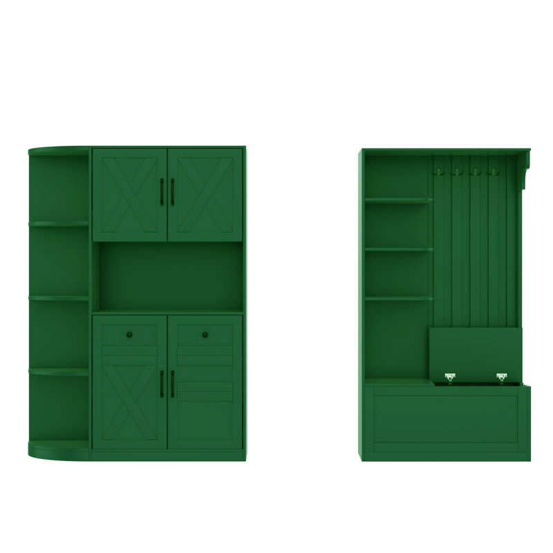 Multi-Functional Combination Hall Tree With Storage, Green