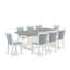 Ensemble de salle à manger 9 pièces comprenant une table rectangulaire à pattes en X et 8 chaises Parsons en lin bleu ciel, 101,6 x 182,9 cm (40 x 72 pouces).-2069610238-2069610237