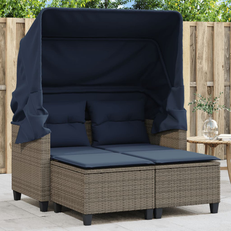 48.4'' Wide Rectangle Patio Sofa with Cushions, Navy Blue/Gray