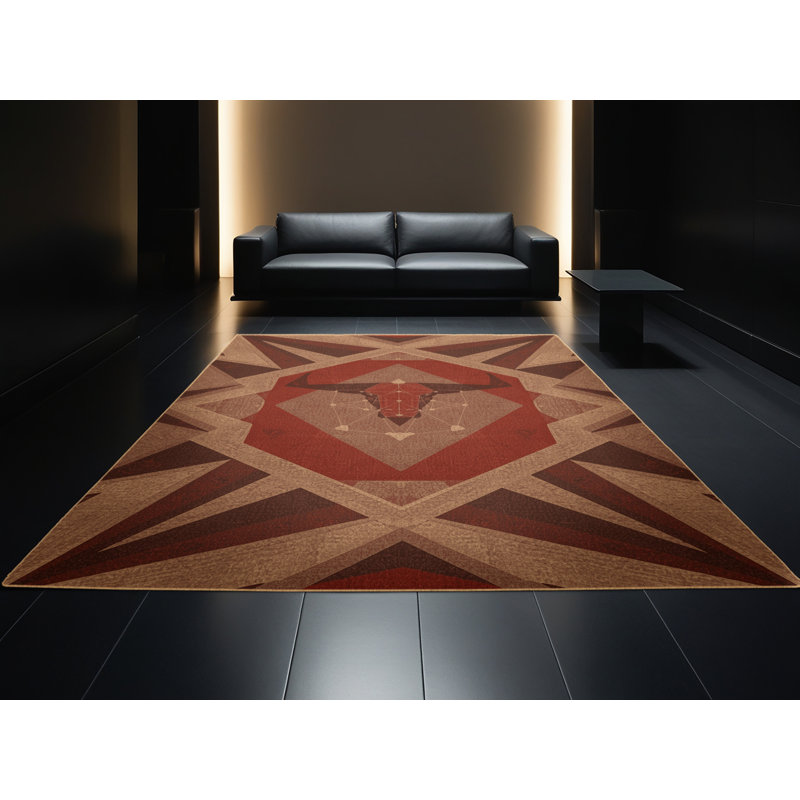 Tapis géométrique brun lavable à la machine Orys, 7x9