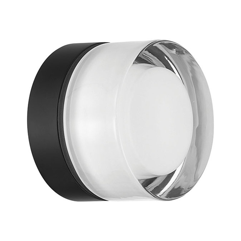Sternn, Outdoor, 5", Matte Black, Clear Smooth Glass, Clear Smooth Glass
