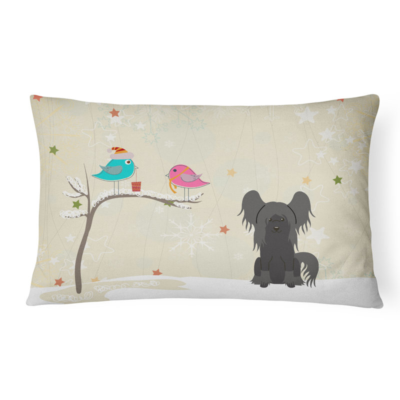 Coussin lombaire d’intérieur/d’extérieur carré de noël moderne, Noir